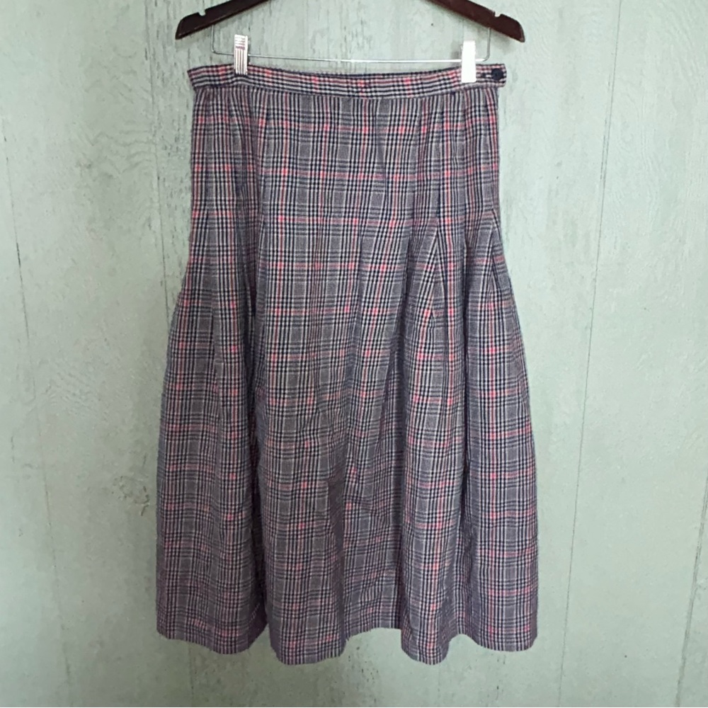 Vintage plaid Pendleton skirt sz 14 tan red and blue